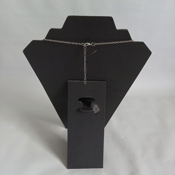 Paparazzi Silver Tone Shaped Pink Rhinestone Encrusted Crescent Pendant Necklace - Picture 2 of 12